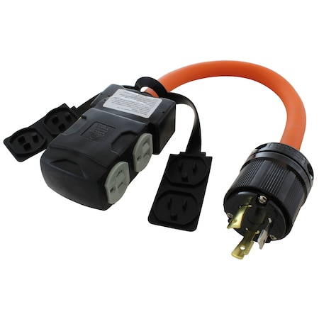 Ac Works Power Strip Cord, STW, 5-15/20R, L5-30P, 1.5 ft., Orange L530CBF520